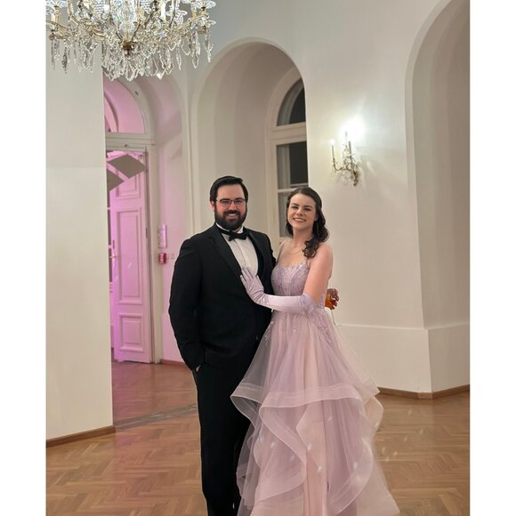 Ball-Gown/Princess Square Floor-Length Tulle Prom Ball Quinceañera Dress Lilac - Picture 7 of 13